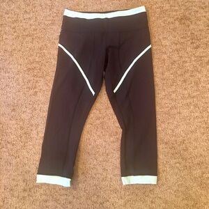 lululemon athletica Black Capri Leggings with White Trim